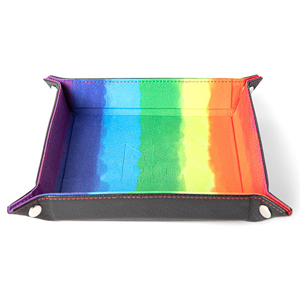 Foldable Dice Tray: Leather - Square Shape - Watercolor Rainbow (Online Order Only)