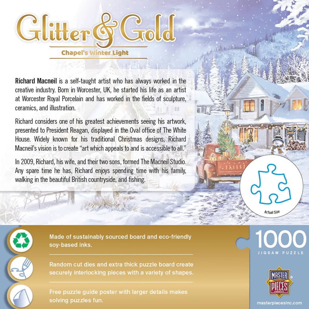 Glitter & Gold - Chapel's Winter Light 1000 Piece Jigsaw Puzzle