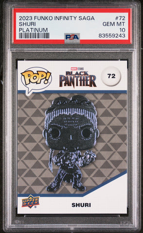 2023 UPPER DECK FUNKO POP MARVEL  SHURI PLATINUM #72  PSA 10 (Online Order Only)