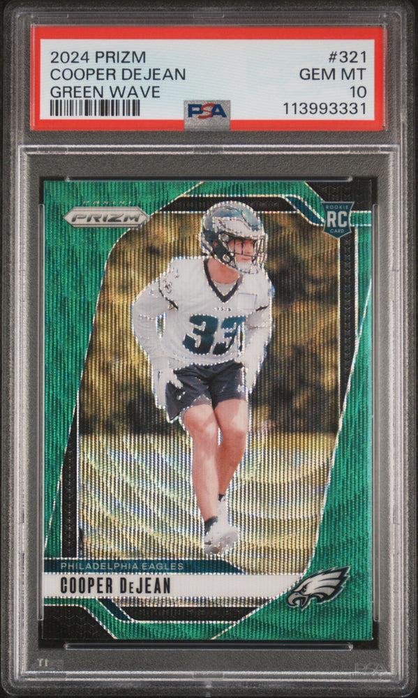 Graded 2024 Panini Prizm Cooper DeJean #321 Green Wave Rookie RC Football Card PSA 10 Gem Mint (ONLINE ORDER ONLY)