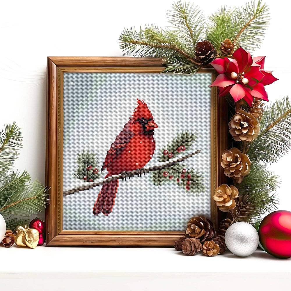 Diamond Art Club – Winter Cardinal Diamond Painting (Round Drill, 13" x 13") (ONLINE ORDER ONLY)