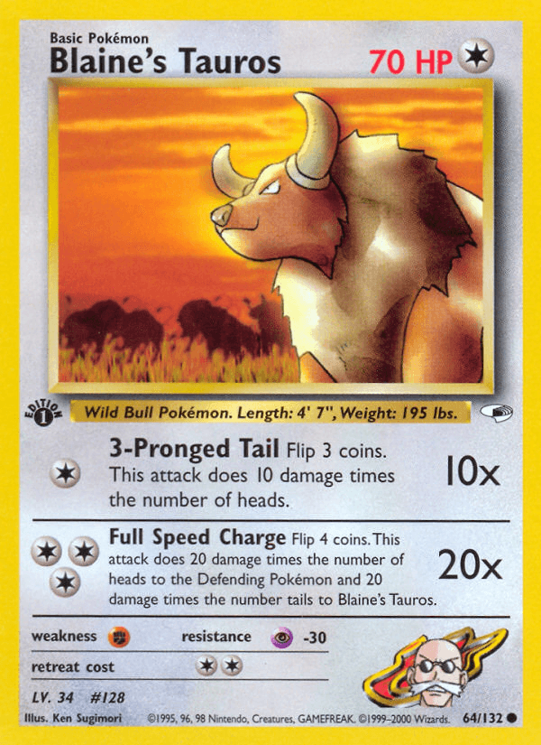 Blaine's Tauros (64/132) [Gym Heroes 1st Edition] (Online Only)
