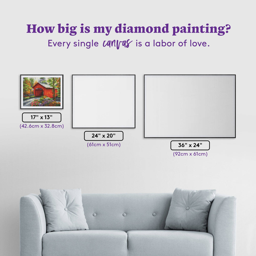 Diamond Art Club – Red Covered Bridge Diamond Painting (Round Drill, 17" x 13") (ONLINE ORDER ONLY)