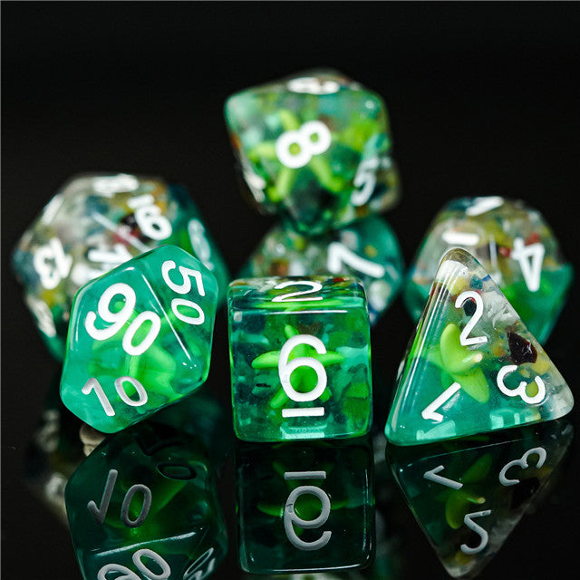 Sea Green Starfish Dice 7-Dice Set Resin Dungeons and Dragons Dice (Online Only)