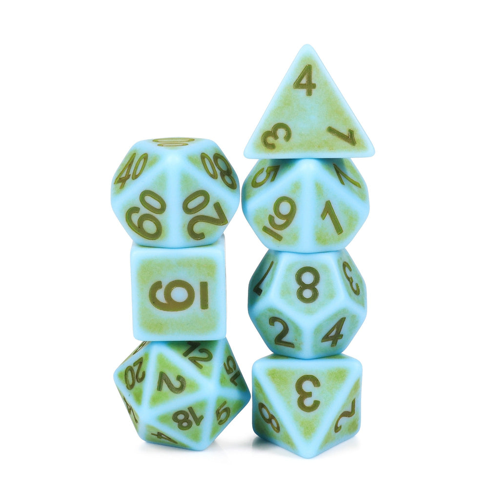 Mini-Moss Ancient 7-Dice Set Role Playing Dungeons and Dragons Dice (Green / Seafoam) (Online Only)