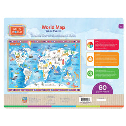 Hello, World! - World Map 60 Piece Wood Jigsaw Puzzle (ONLINE ORDER ONLY)