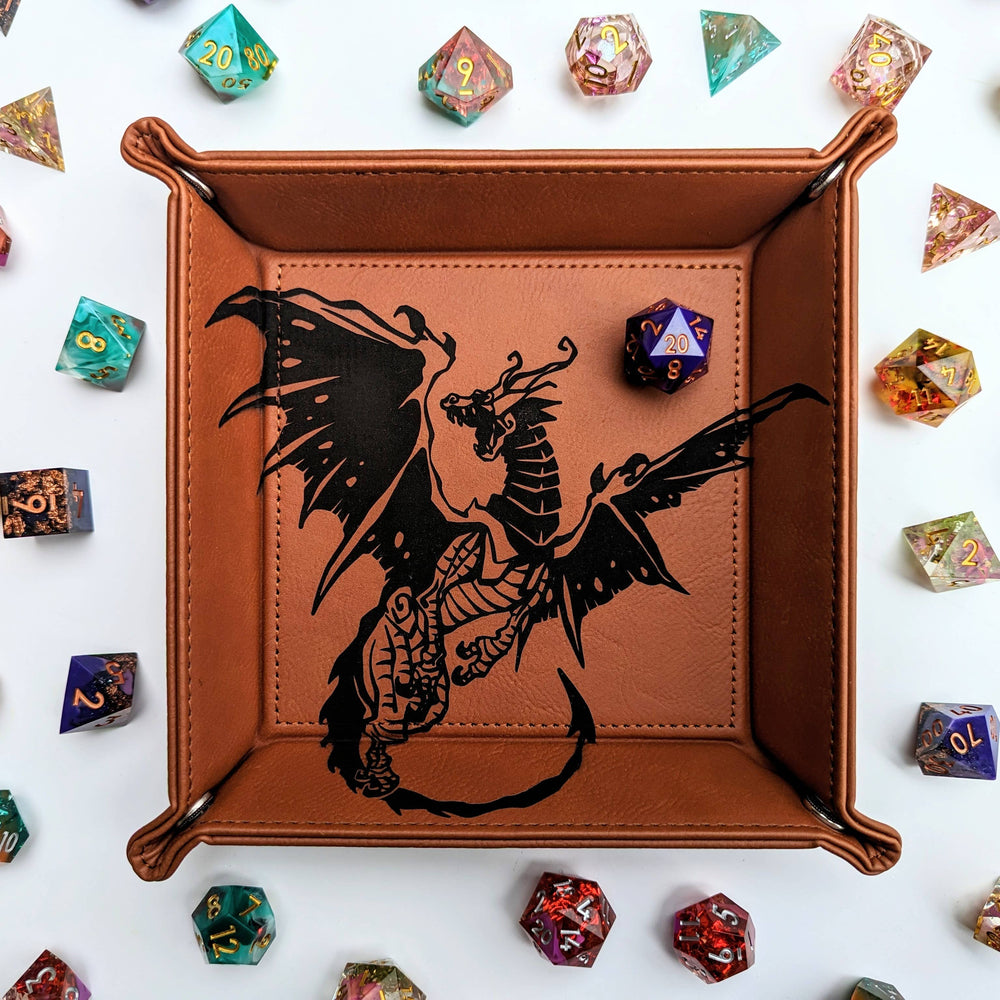 Spawn of Tiamat - D&D Vegan Leather Dice Rolling Tray (ONLINE ORDER ONLY)