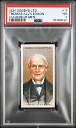 Graded 1924 Ogden's LTD. Leaders of Men Thomas Alva Edison #17 Baseball Tobacco Card PSA 7 Near Mint (ONLINE ORDER ONLY)