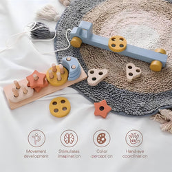 Small Wooden Train and Wooden Trailer Trolley Toys (ONLINE ORDER ONLY)