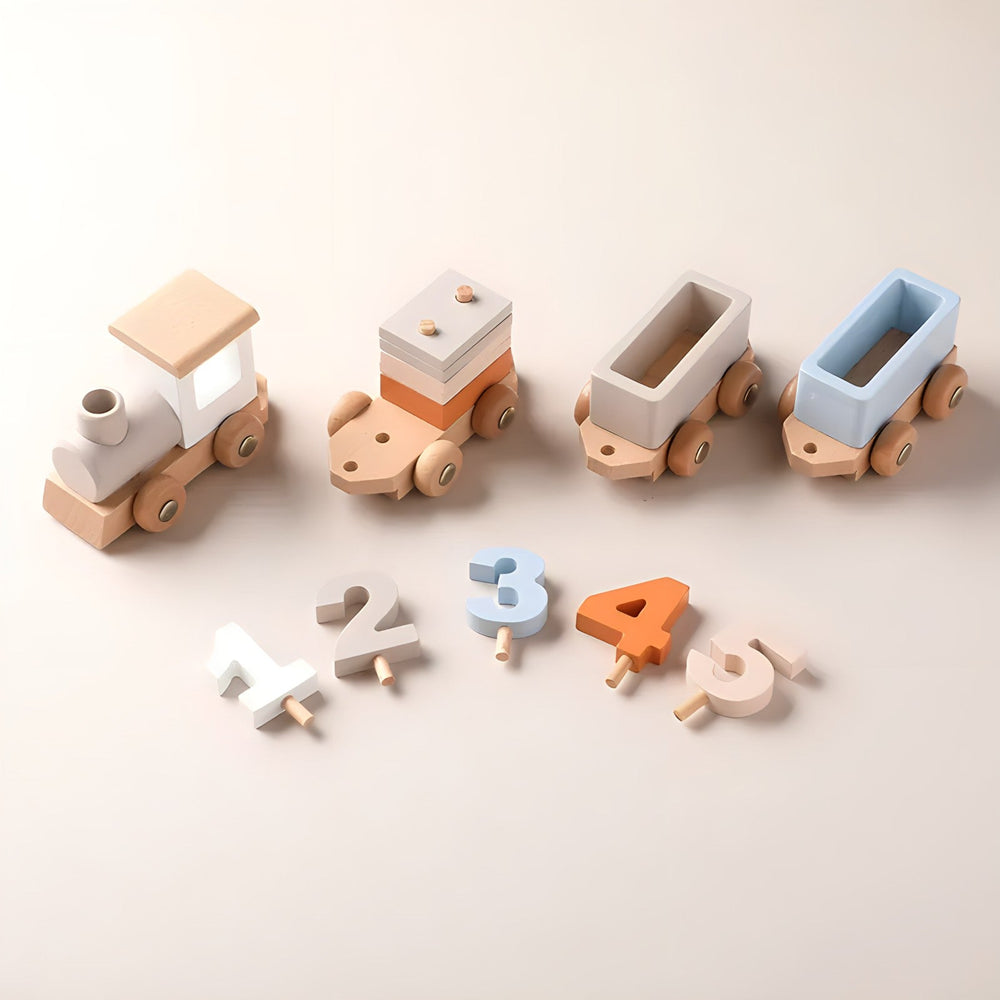 Small Wooden Train and Wooden Trailer Trolley Toys (ONLINE ORDER ONLY)