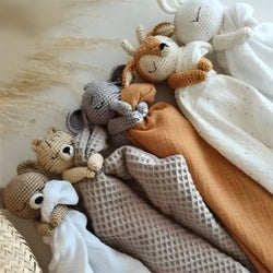 Baby Bib with Sleeping Animals Rattle (ONLINE ORDER ONLY)