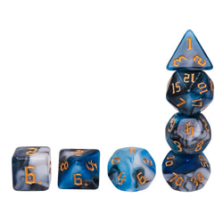 Blue Warrior 7-Dice Dnd Dice Blue | White w/Gold Numbers Set (Online Only)