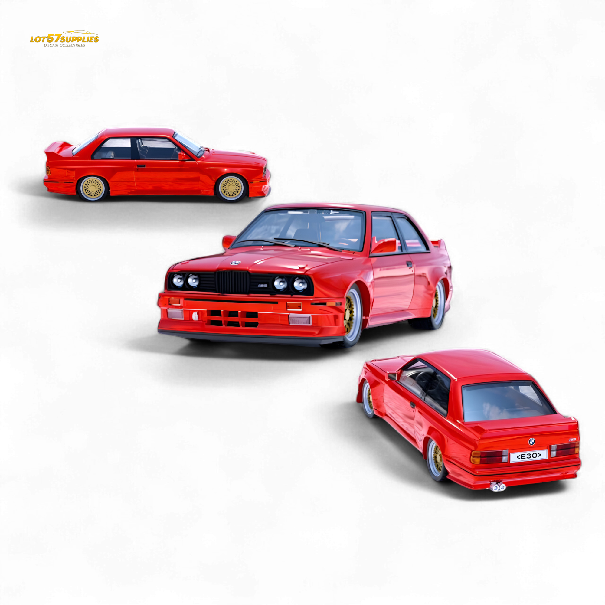 DCM BMW M3 E30 in Red - Gold Wheels 1:64 (ONLINE ORDER ONLY)