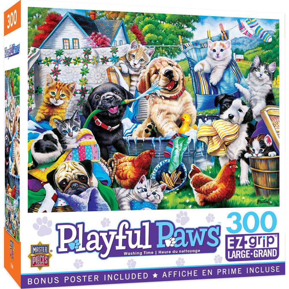 Playful Paws - Washing Time 300 Piece EZ Grip Jigsaw Puzzle (ONLINE ORDER ONLY)