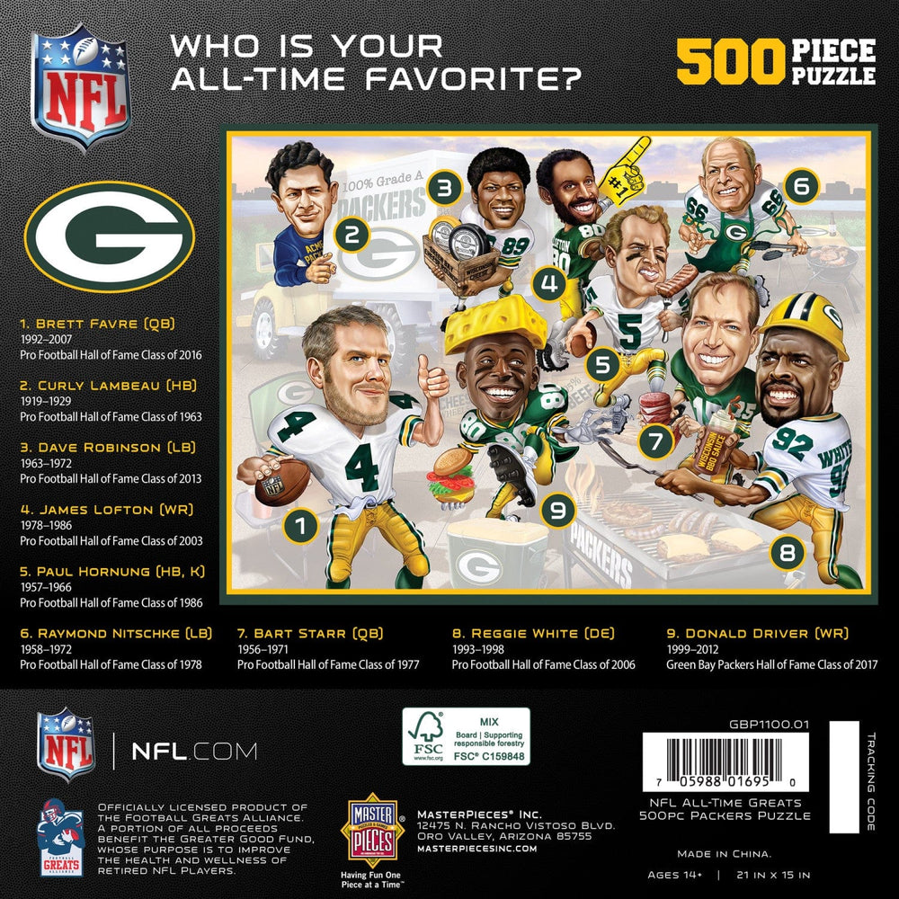 Green Bay Packers - All Time Greats 500 Piece Jigsaw Puzzle (ONLINE ORDER ONLY)