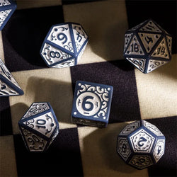 Grey with White Irregular Pattern Fill: 7-Piece Acrylic Dice Set (Online Only)