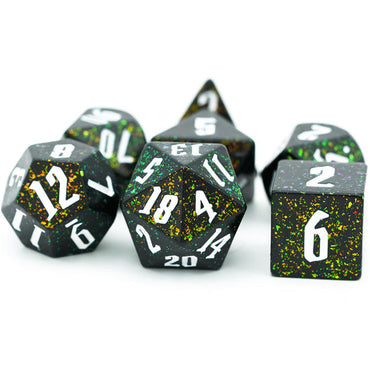 80's Monster Glitter DND Dice (Black,Green,Orange) 7-Dice Dungeons and Dragons Dice (Online Only)