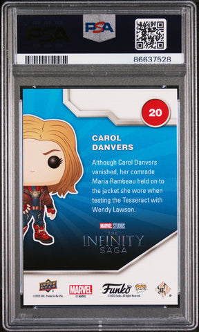2023 UPPER DECK FUNKO POP MARVEL  CAROL DANVERS PLATINUM #20  PSA 10 (Online Order Only)