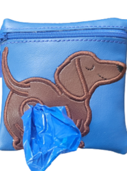 Blue Vinyl Poop Bag Holder, Dachshund Dog Butt Embroidery, Dog Walker Gift (ONLINE ORDER ONLY)