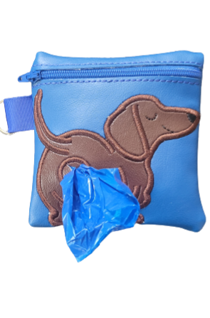 Blue Vinyl Poop Bag Holder, Dachshund Dog Butt Embroidery, Dog Walker Gift (ONLINE ORDER ONLY)