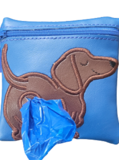 Blue Vinyl Poop Bag Holder, Dachshund Dog Butt Embroidery, Dog Walker Gift (ONLINE ORDER ONLY)