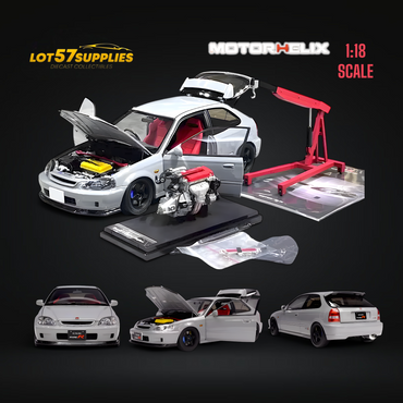 MOTORHELIX Honda Civic Type-R EK9 Nardo Grey With SW388 Wheels 1:18 (ONLINE ORDER ONLY)