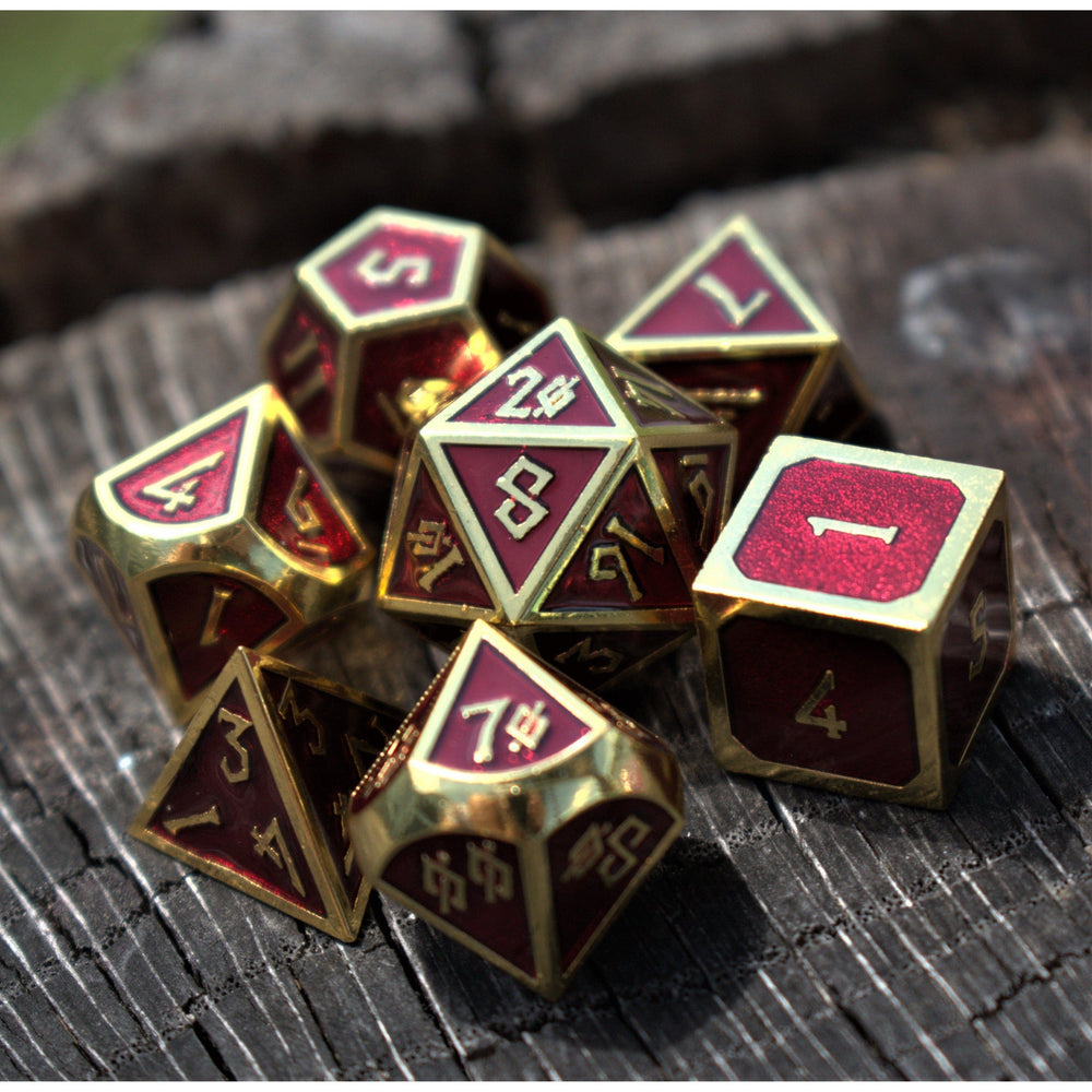 Elder Runes Crimson Blood And Gold Metal Dice Set (ONLINE ORDER ONLY)
