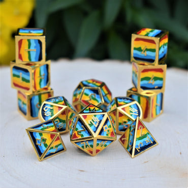 Elder Runes Pride And Gold Metal Dice Set (ONLINE ORDER ONLY)