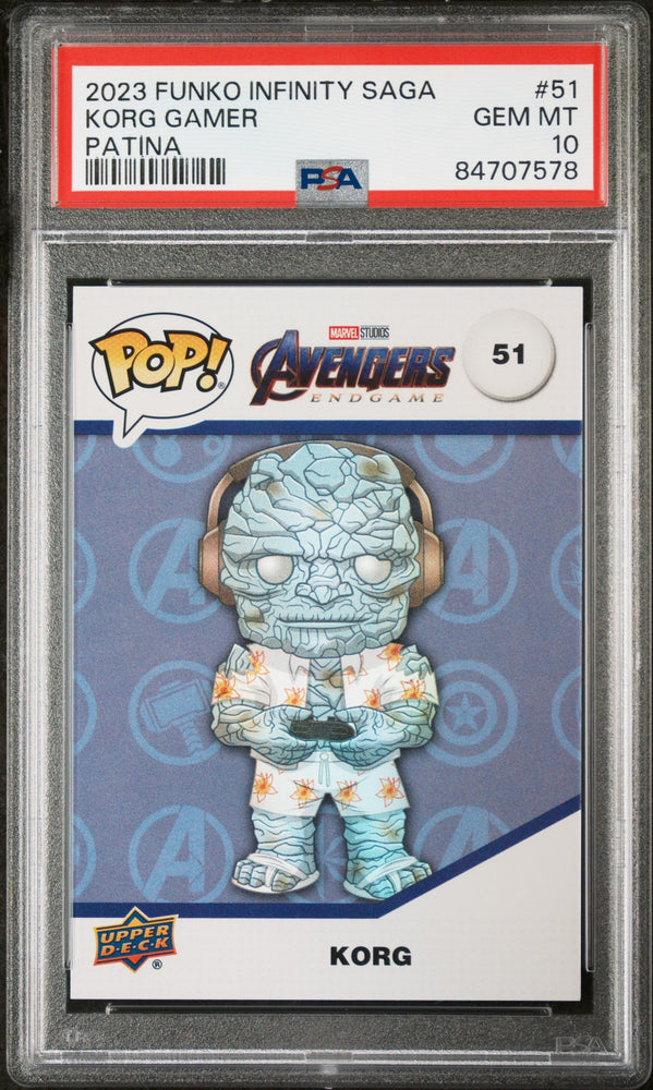 2023 UPPER DECK FUNKO POP MARVEL  KORG GAMER PATINA #51  PSA 10 (Online Order Only)