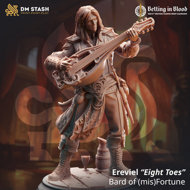 Ereviel “Eight Toes”, Bard of (mis)Fortune (Male Elf Bard) (Online Order Only)