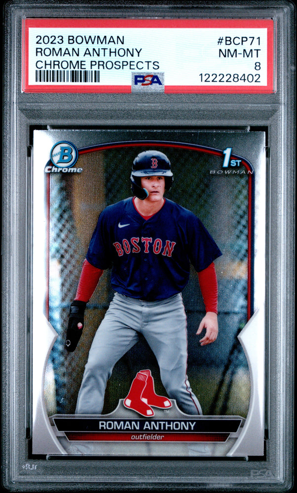 Graded 2023 Topps Bowman Roman Anthony #BCP71 Chrome Prospects Rookie RC Baseball Card PSA 8 Near Mint (ONLINE ORDER ONLY)