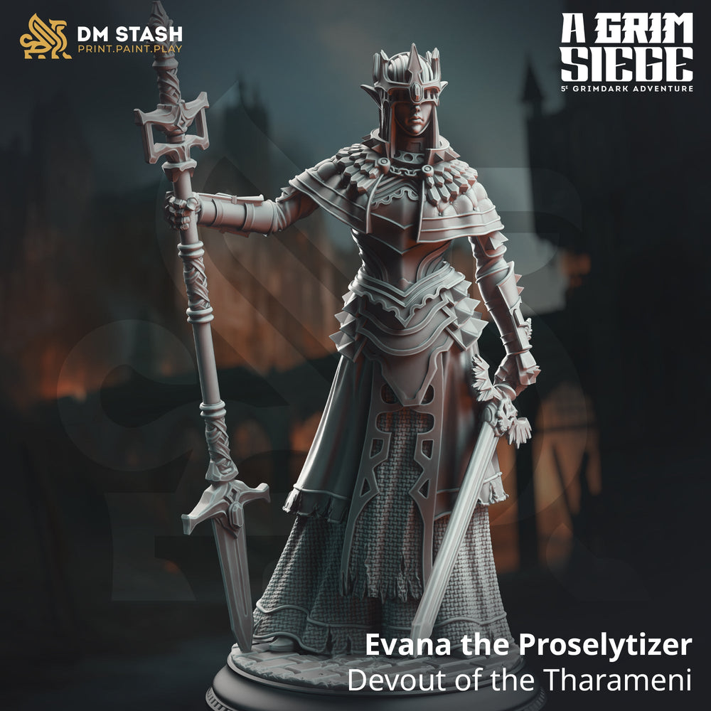 Evana the Proselytizer, Devout of the Tharameni (Female Elf Battlemage) (Online Only)