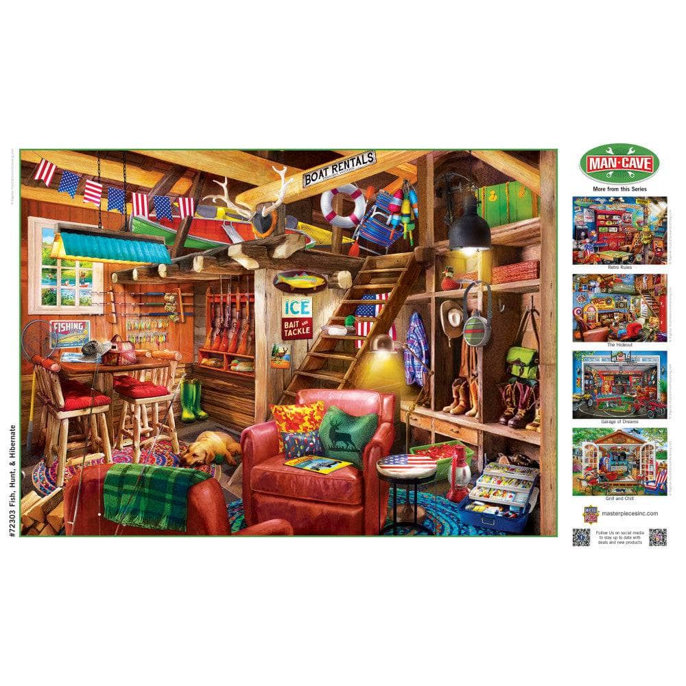Man Cave - Fish, Hunt, & Hibernate 1000 Piece Jigsaw Puzzle (ONLINE ORDER ONLY)