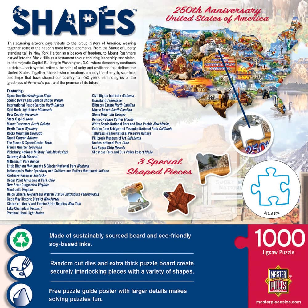 250th Anniversary United States of America 1000 Piece Shaped Jigsaw Puzzle (ONLINE ORDER ONLY)