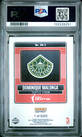 Graded 2025 Panini Instant Dominque Malonga #DN2 Draft Night Rookie RC Basketball Card PSA 9 Mint (ONLINE ORDER ONLY)