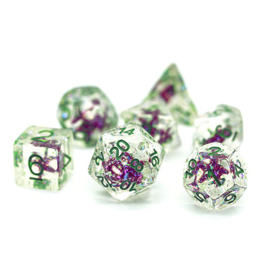 Green w/Purple Starfish Dice 7-Dice Set Resin Dungeons and Dragons Dice (Online Only)