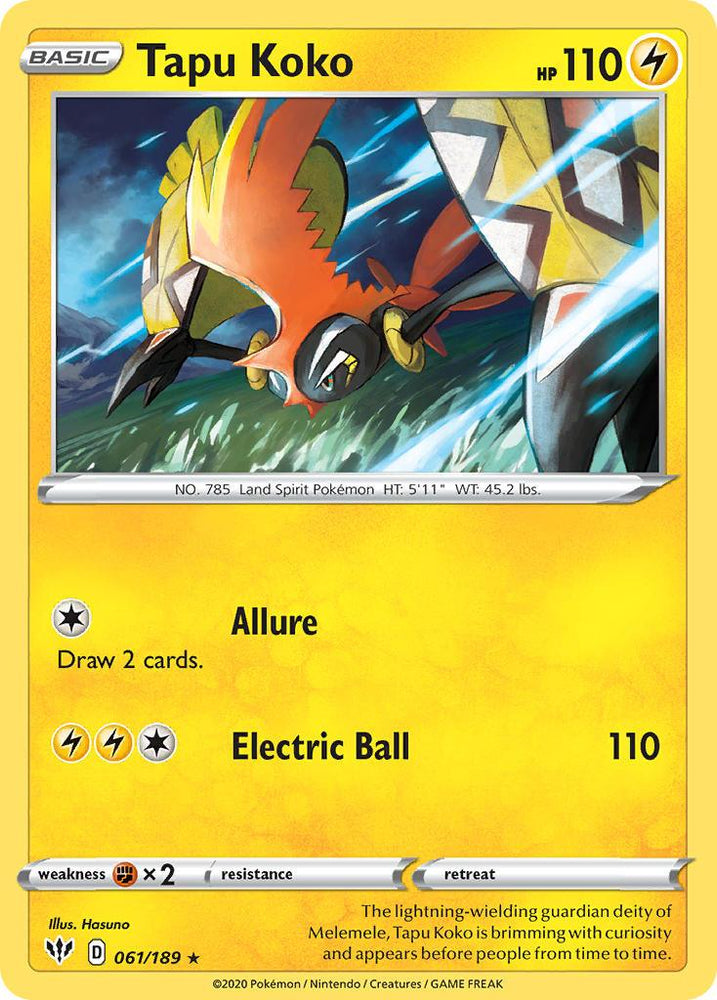 Tapu Koko (061/189) (Theme Deck Exclusive) [Sword & Shield: Darkness Ablaze] (Online Only)