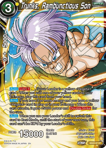 Trunks, Rambunctious Son (Starter Deck Exclusive) (SD22-07) [Power Absorbed] (ONLINE ORDER ONLY)
