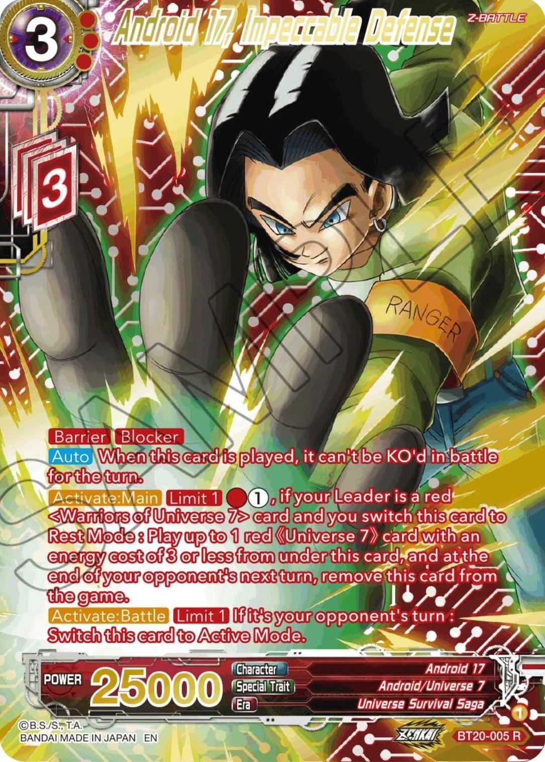 Android 17, Impeccable Defense (Gold-Stamped) (BT20-005) [Power Absorbed] (ONLINE ORDER ONLY)