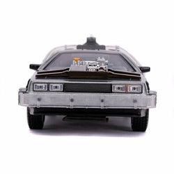 Back to the Future Part III die-cast (white-wall version) 1:24 scale "Hollywood Rides" light-up DeLorean Time Machine (ONLINE ORDER ONLY)