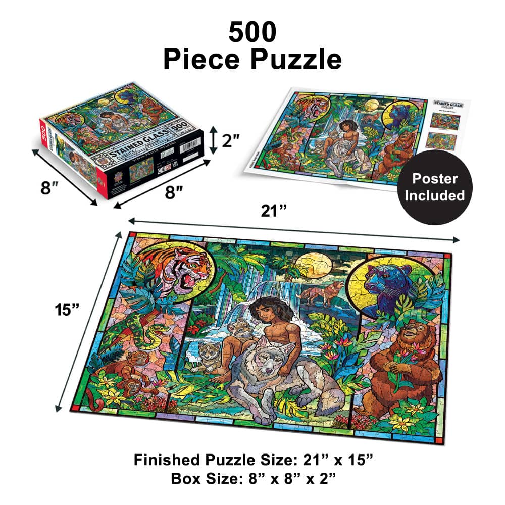 Stained Glass - Jungle Book 500 Piece Jigsaw Puzzle
