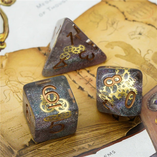 Glitter Mini Gearwheel Dice 7-Dice Dungeons and Dragons RPG (Online Only)