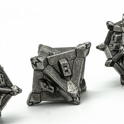 Vintage Silver Pinwheel Strengthened Metal 7-Dice Set | Metal DND Dice (Online Only)