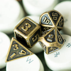 Bronze Mini Metal Dice Ancient Effect | (10mm to 15mm) 7-Dice Udixi RPG (Online Only)