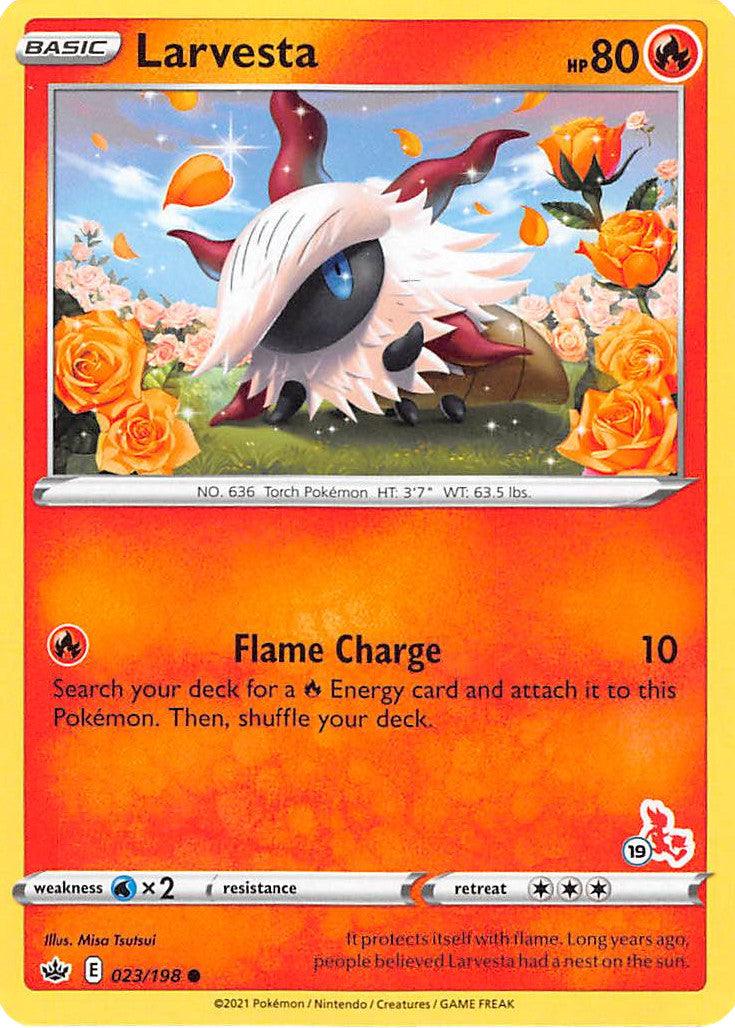Larvesta (23/198) (Cinderace Stamp #19) [Battle Academy 2022] (Online Only)