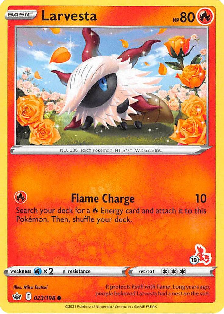 Larvesta (23/198) (Cinderace Stamp #19) [Battle Academy 2022] (Online Only)