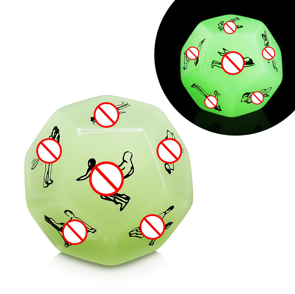 Adult Dice Sex Dice d12 25mm Green Glow in the Dark Kama Sutra Dice (Online Only)