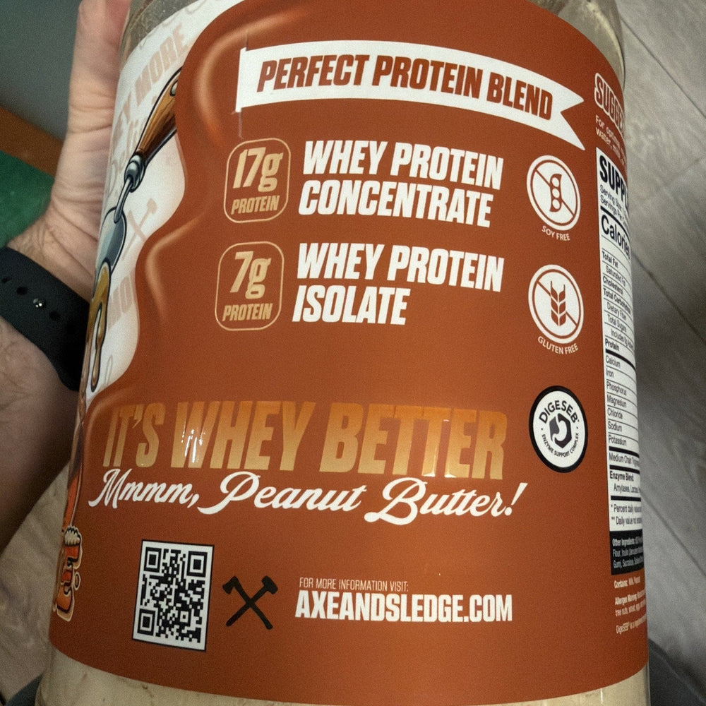 SEALED - Axe & Sledge Whey More PEANUT BUTTER PIE - 35.13 oz. EXP. 01/2027 (ONLINE ORDER ONLY)