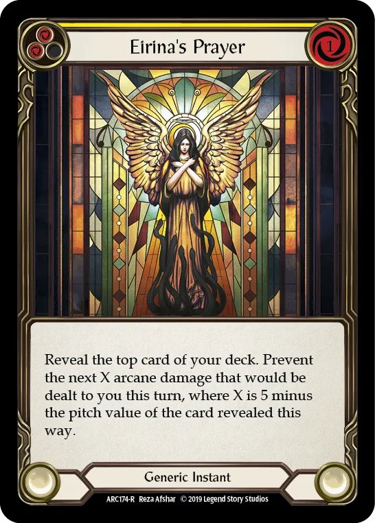 Eirina's Prayer (Yellow) [ARC174-R] (Arcane Rising)  1st Edition Rainbow Foil - Anime Imports LLC