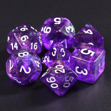 Diamond Purple with White Numbering 7-Dice Set RPG (Online Only)